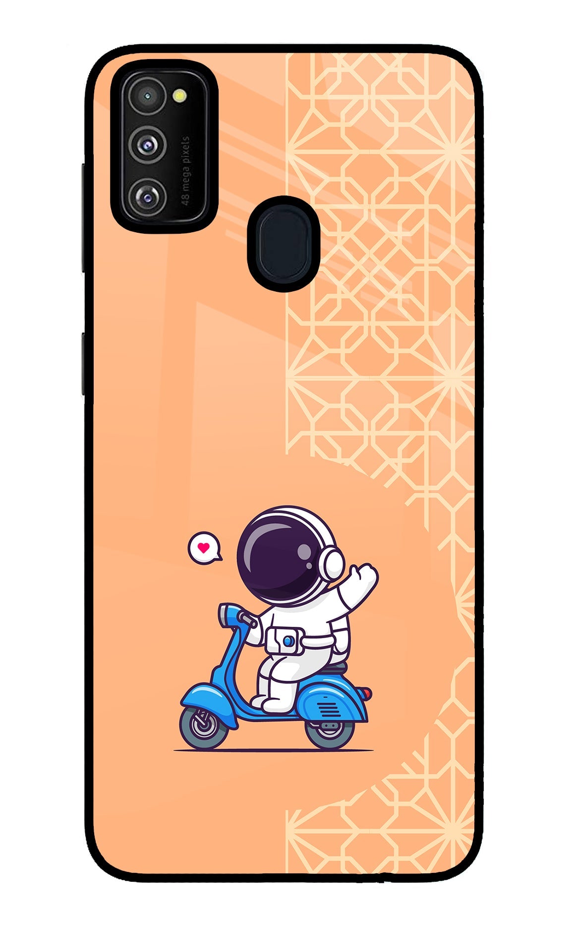 Cute Astronaut Riding Samsung M21 2020 Glass Case