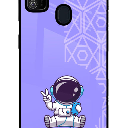 Cute Astronaut Chilling Samsung M21 2020 Glass Case Back Cover by Casekaro