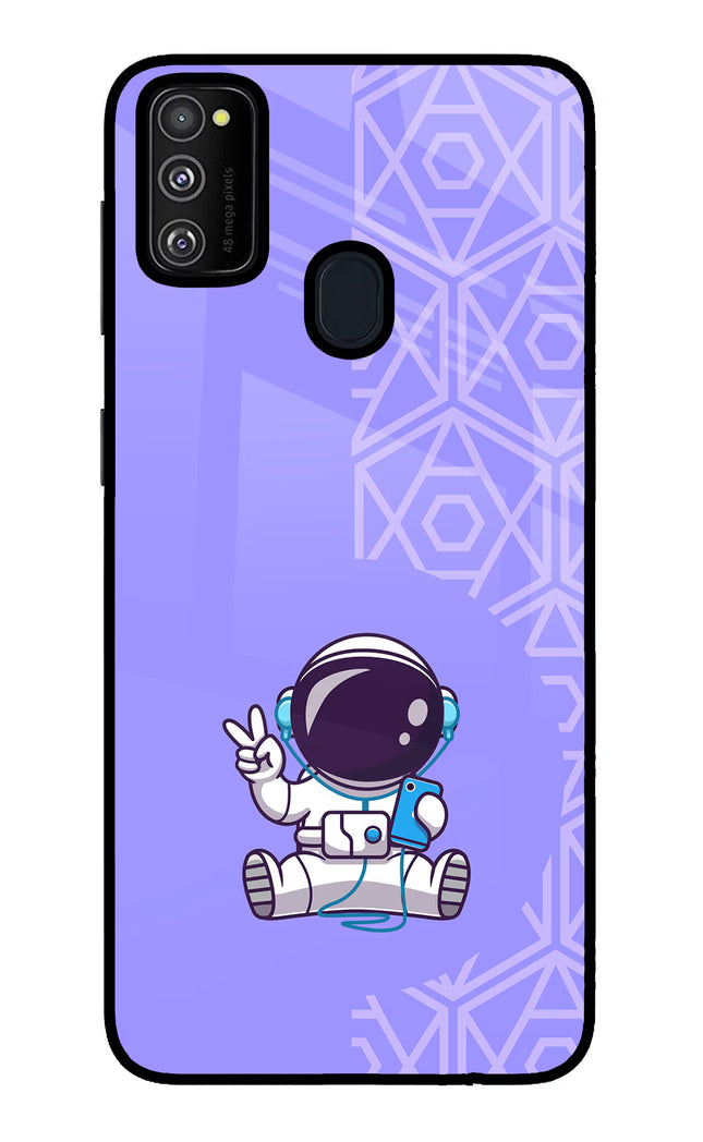 Cute Astronaut Chilling Samsung M21 2020 Glass Case Back Cover by Casekaro