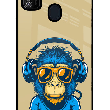 Monkey Headphone Samsung M21 2020 Glass Case Back Cover by Casekaro