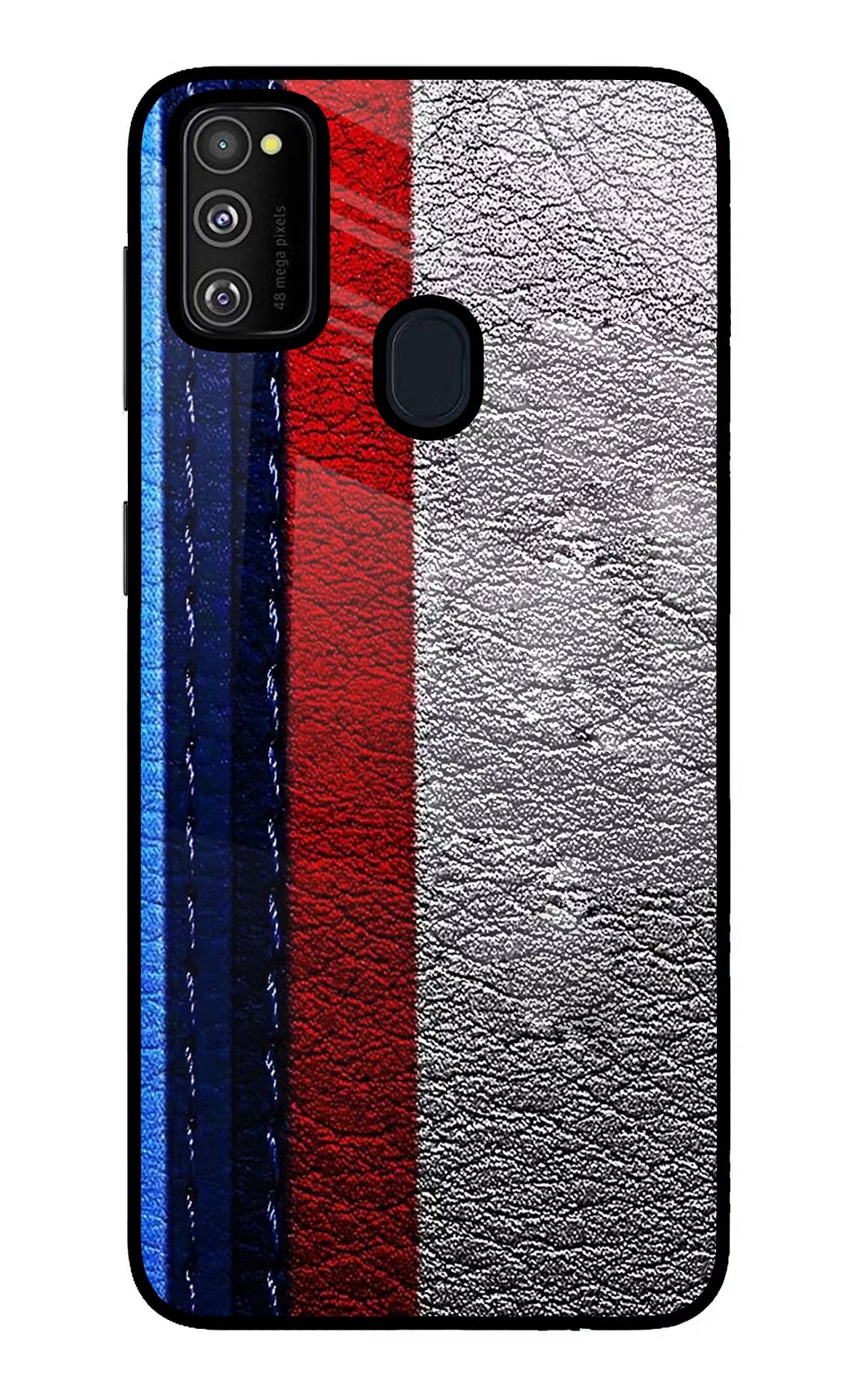 BMW Stripes Samsung M21 2020 Glass Case Back Cover by Casekaro
