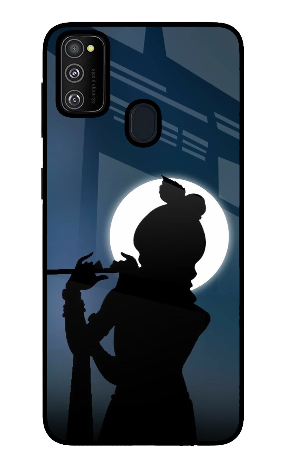 Shri Krishna Silhouette Samsung M21 2020 Glass Case Back Cover by Casekaro