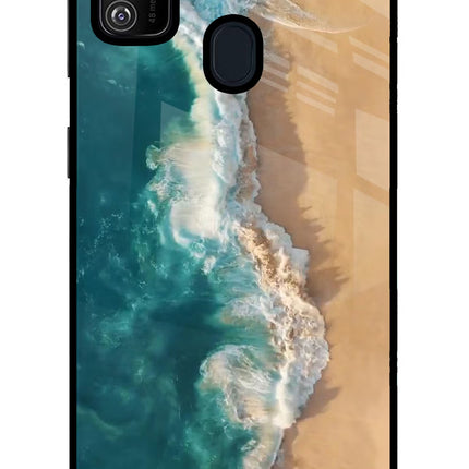 Ocean Beach Samsung M21 2020 Glass Case Back Cover by Casekaro