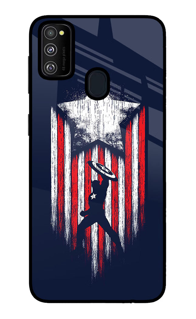Captain America Marvel Art Samsung M21 2020 Glass Case Back Cover by Casekaro