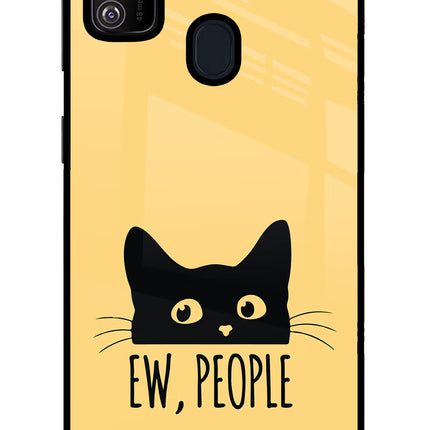 Ew People Catitude Samsung M21 2020 Glass Case Back Cover by Casekaro