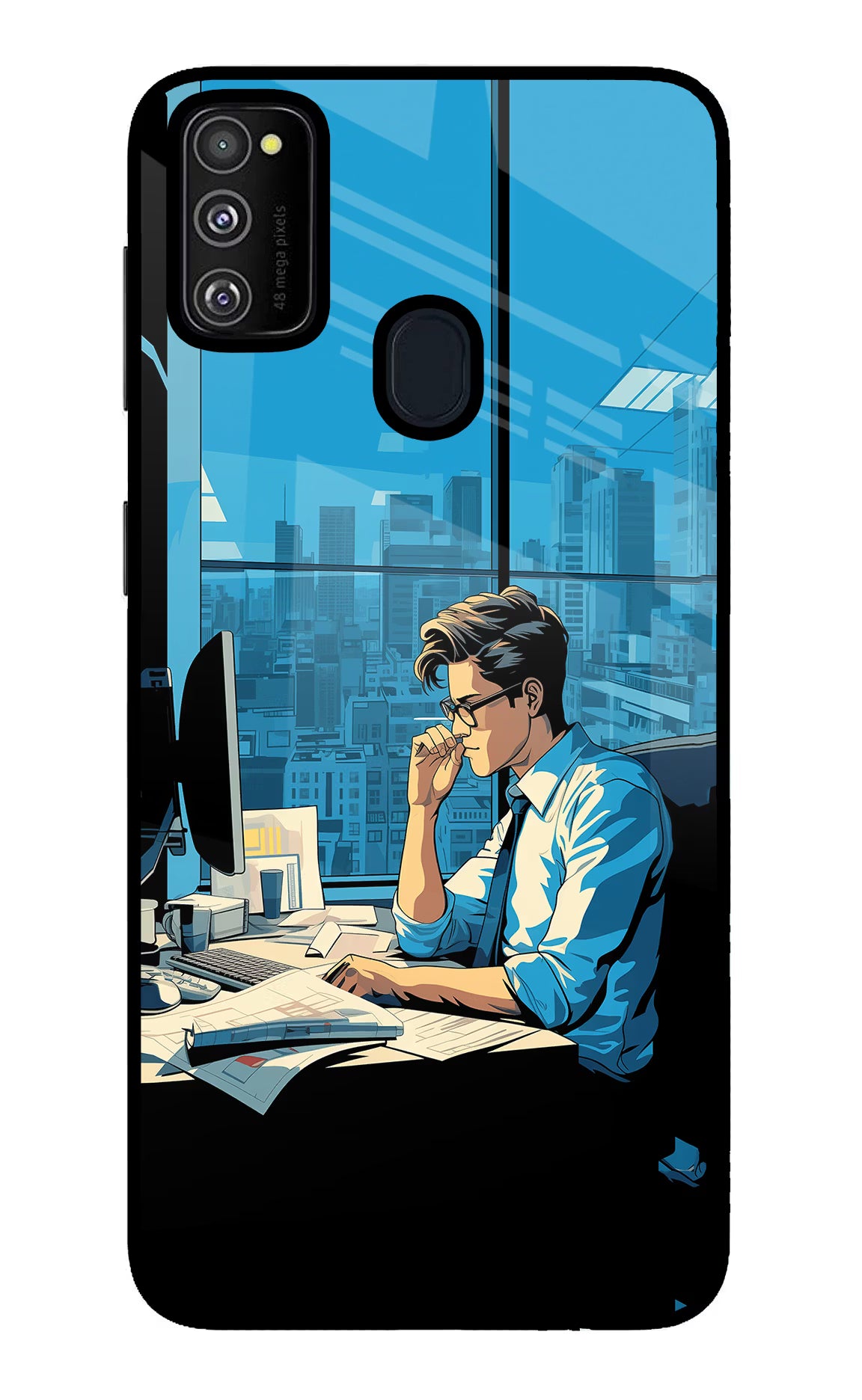 Focused Hustler (AI Generated) Samsung M21 2020 Glass Case Back Cover by Casekaro