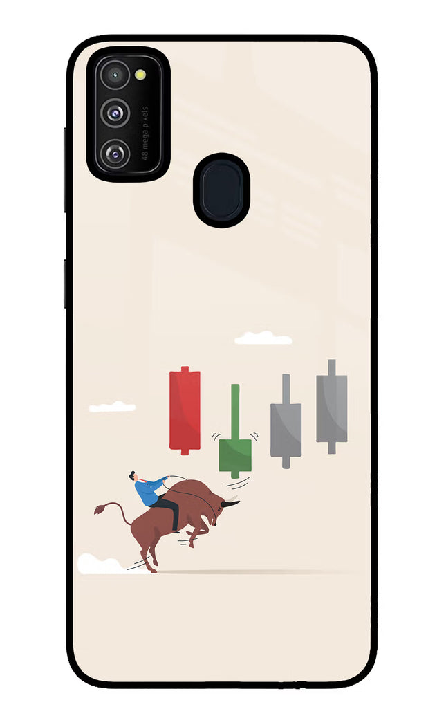 Bull Trading Momentum Samsung M21 2020 Glass Case Back Cover by Casekaro