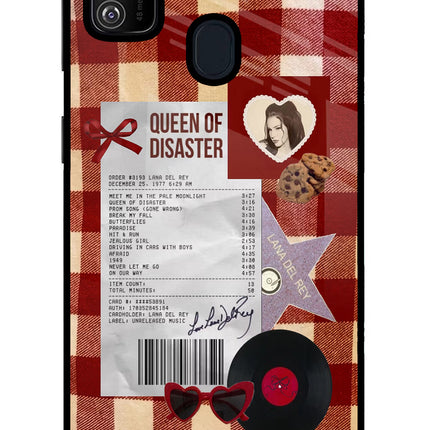 Queen of Disaster Samsung M21 2020 Glass Case Back Cover by Casekaro