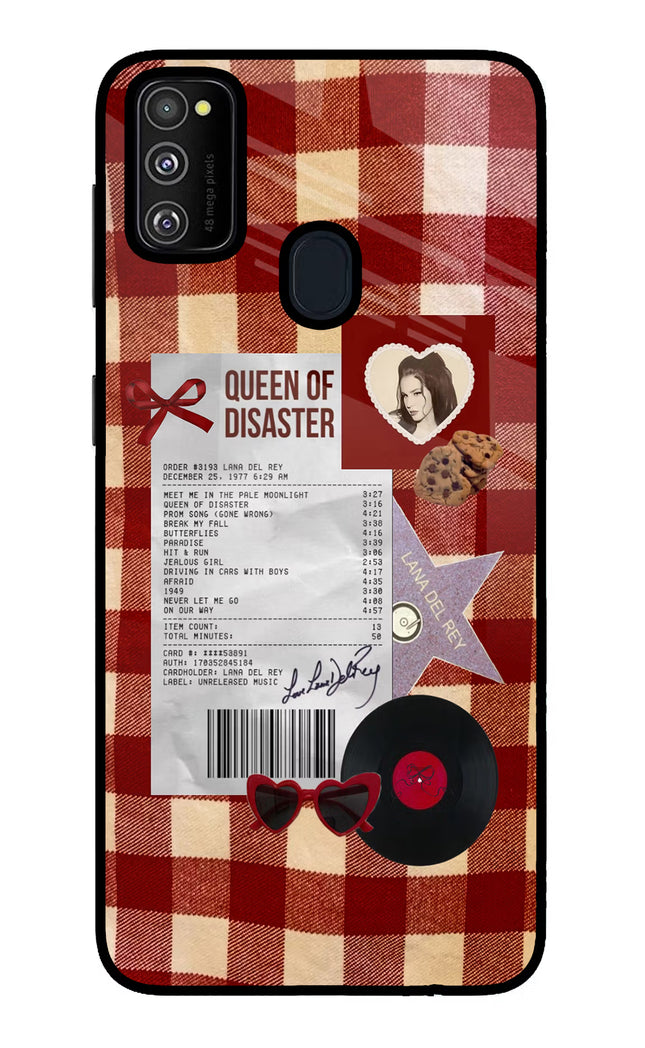 Queen of Disaster Samsung M21 2020 Glass Case Back Cover by Casekaro