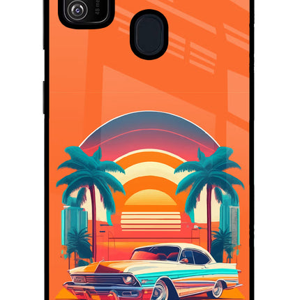 Palm Drive 80s Samsung M21 2020 Glass Case Back Cover by Casekaro