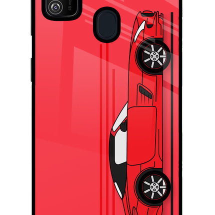 Red Velocity Samsung M21 2020 Glass Case Back Cover by Casekaro
