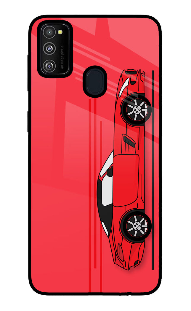 Red Velocity Samsung M21 2020 Glass Case Back Cover by Casekaro