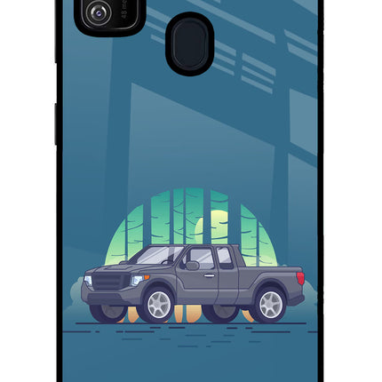 Retro Garage Vibe Samsung M21 2020 Glass Case Back Cover by Casekaro