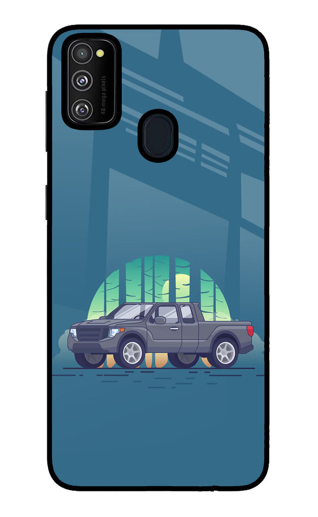 Retro Garage Vibe Samsung M21 2020 Glass Case Back Cover by Casekaro