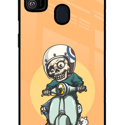 Undead Biker Samsung M21 2020 Glass Case Back Cover by Casekaro