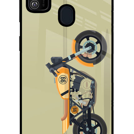Vertical Speedster Samsung M21 2020 Glass Case Back Cover by Casekaro