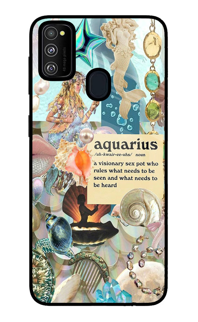 Aquarius Zodiac Samsung M21 2020 Glass Case Back Cover by Casekaro