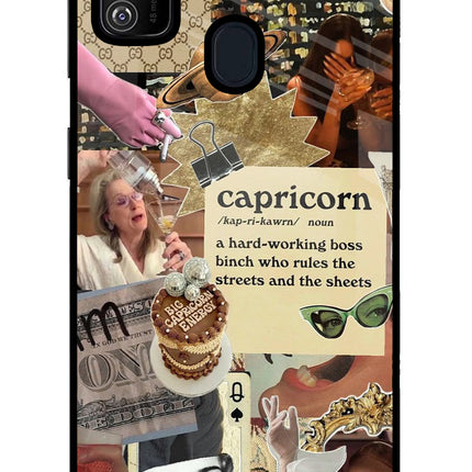 Capricorn Zodiac Samsung M21 2020 Glass Case Back Cover by Casekaro