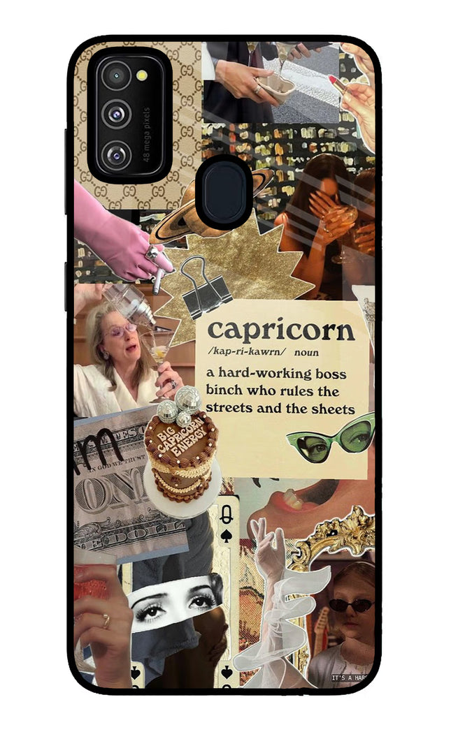 Capricorn Zodiac Samsung M21 2020 Glass Case Back Cover by Casekaro