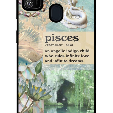 Pisces Zodiac Samsung M21 2020 Glass Case Back Cover by Casekaro