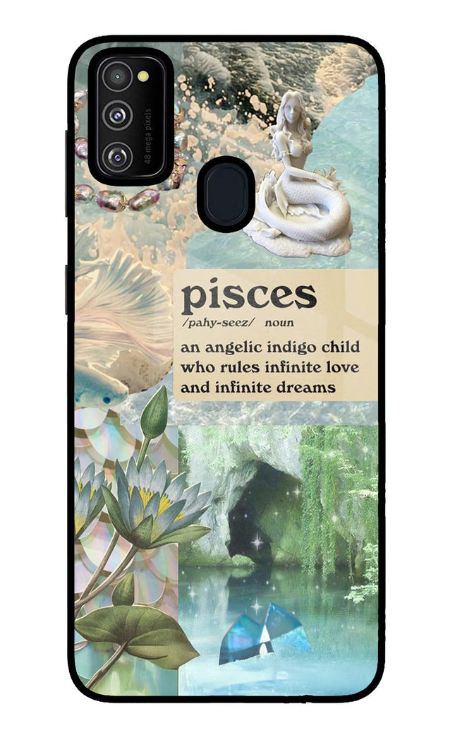 Pisces Zodiac Samsung M21 2020 Glass Case Back Cover by Casekaro