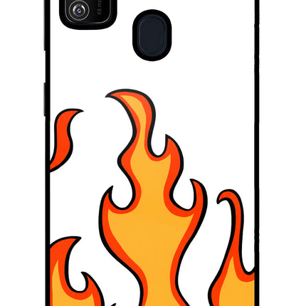 Fired Up – White Samsung M21 2020 Glass Case Back Cover by Casekaro