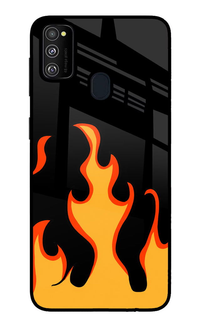 Fired Up – Black Samsung M21 2020 Glass Case Back Cover by Casekaro