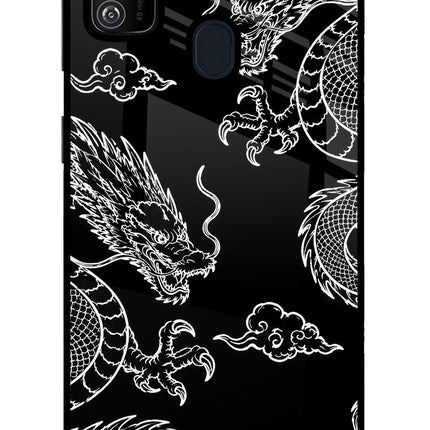 Twin Dragons Samsung M21 2020 Glass Case Back Cover by Casekaro