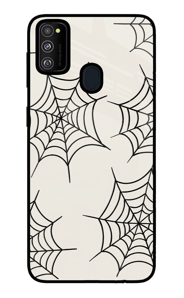 Spider Web Samsung M21 2020 Glass Case Back Cover by Casekaro