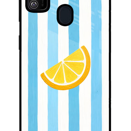 Summer Lemon Samsung M21 2020 Glass Case Back Cover by Casekaro