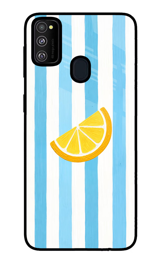 Summer Lemon Samsung M21 2020 Glass Case Back Cover by Casekaro