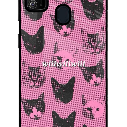 Pink Cats Samsung M21 2020 Glass Case Back Cover by Casekaro