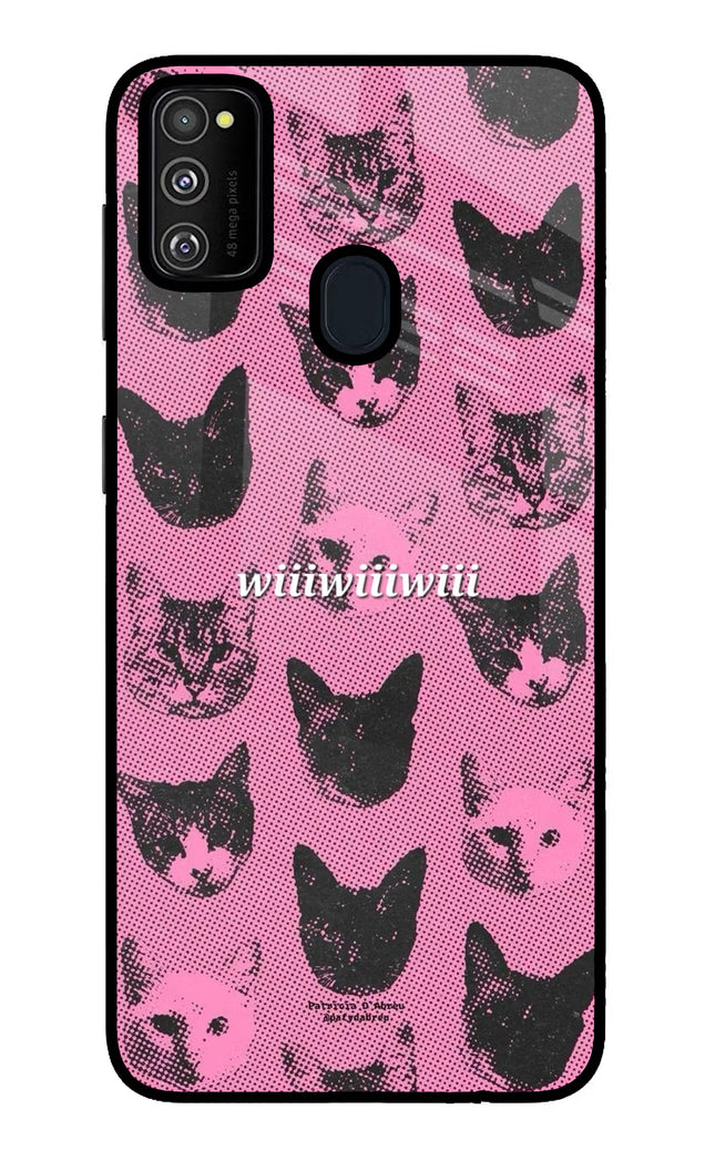 Pink Cats Samsung M21 2020 Glass Case Back Cover by Casekaro