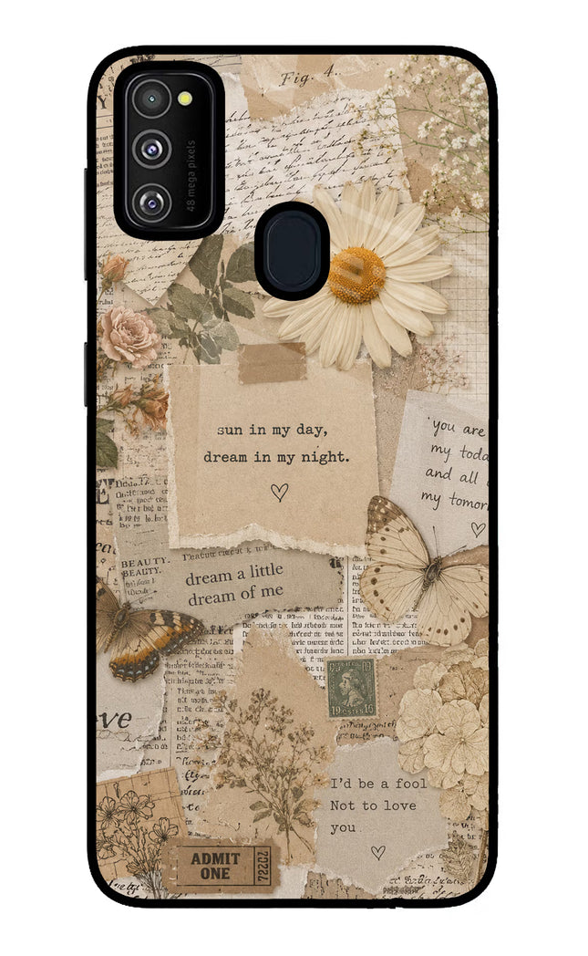 Vintage case Samsung M21 2020 Glass Case Back Cover by Casekaro