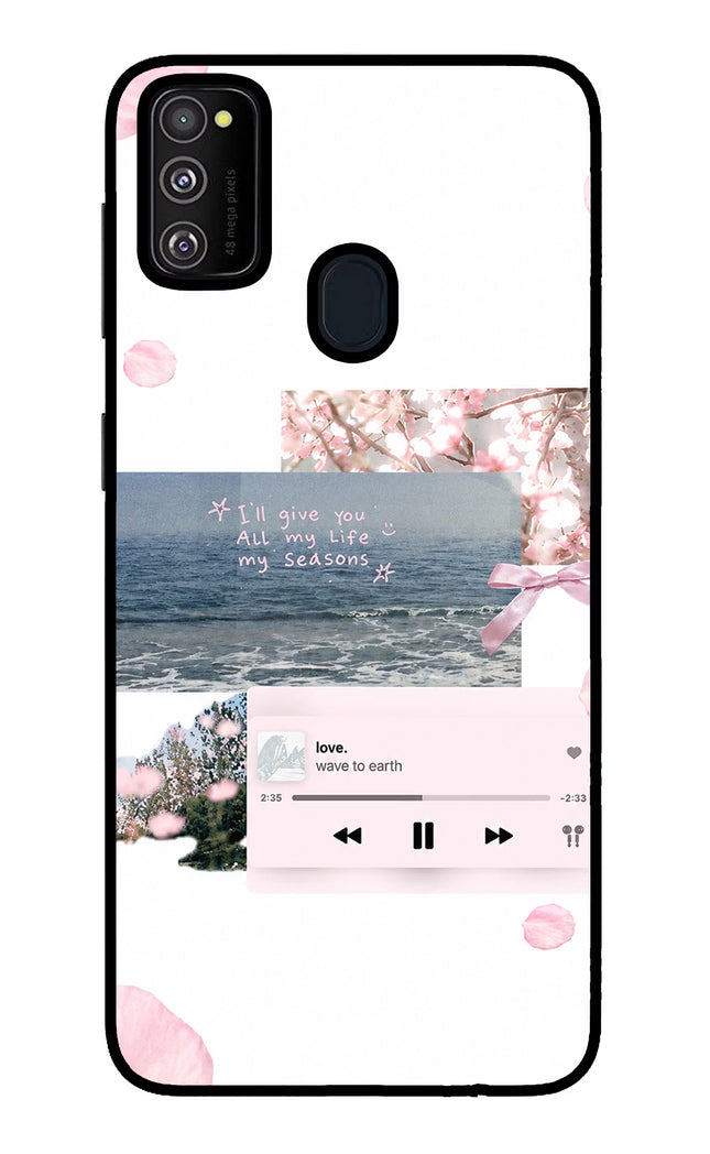 Wave to earth Samsung M21 2020 Glass Case Back Cover by Casekaro