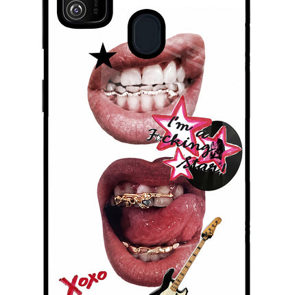 Rockstar Samsung M21 2020 Glass Case Back Cover by Casekaro