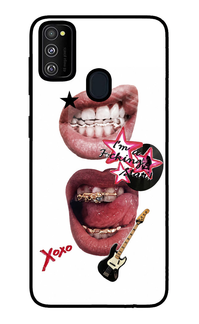 Rockstar Samsung M21 2020 Glass Case Back Cover by Casekaro