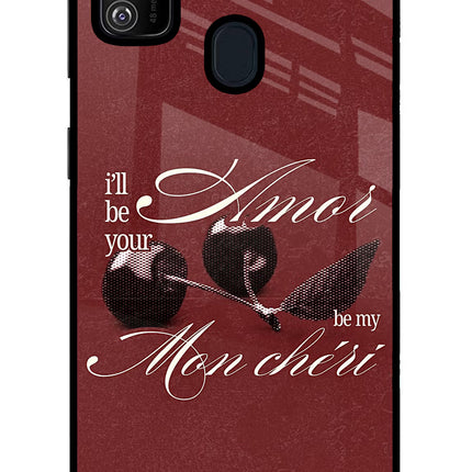 Velvet Cherry Samsung M21 2020 Glass Case Back Cover by Casekaro