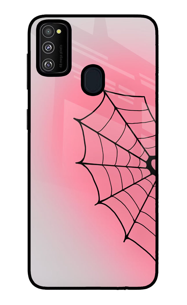 Pink Web Samsung M21 2020 Glass Case Back Cover by Casekaro