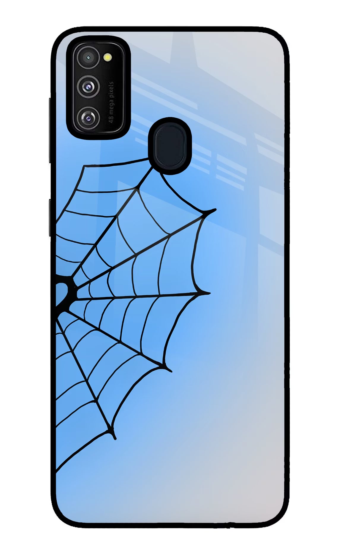 Blue Web Samsung M21 2020 Glass Case