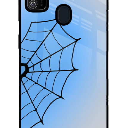 Blue Web Samsung M21 2020 Glass Case Back Cover by Casekaro