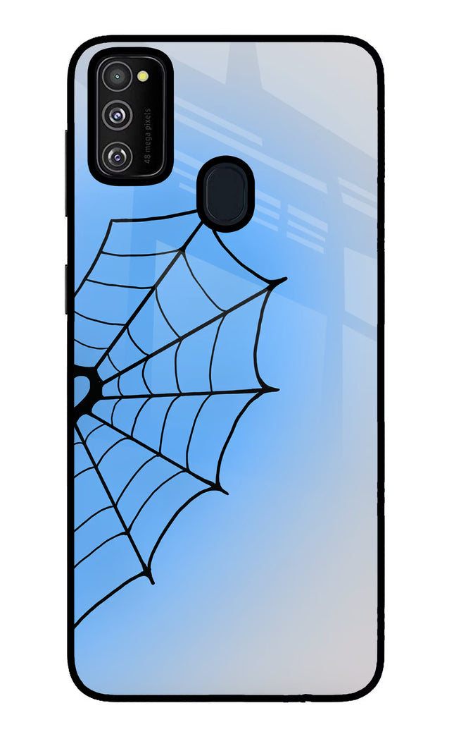 Blue Web Samsung M21 2020 Glass Case Back Cover by Casekaro