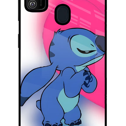 Stitch Hug Samsung M21 2020 Glass Case Back Cover by Casekaro