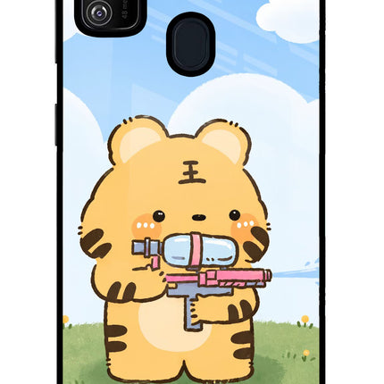 Tiger Treat Samsung M21 2020 Glass Case Back Cover by Casekaro