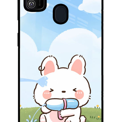 Bunny Treat Samsung M21 2020 Glass Case Back Cover by Casekaro