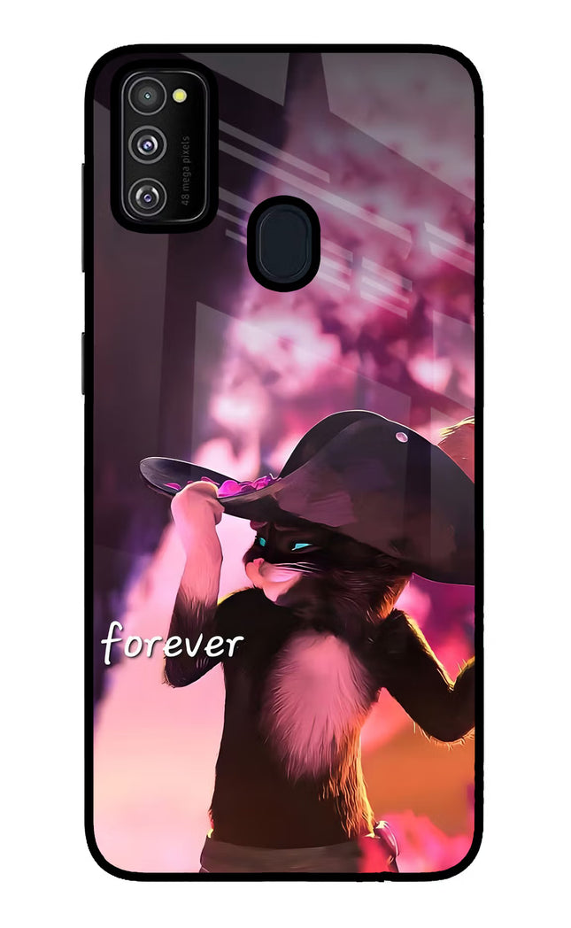 Forever Cat Samsung M21 2020 Glass Case Back Cover by Casekaro