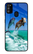 Dolphin vs Cow Samsung M21 2020 Glass Case