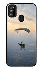 Skydiving Cow Samsung M21 2020 Glass Case
