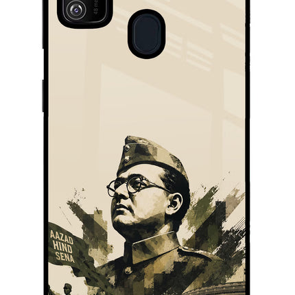 Netaji Rising Samsung M21 2020 Glass Case Back Cover by Casekaro