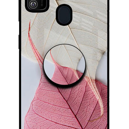 White Pink Leaf Samsung M21 2020 Pop Case by Casekaro